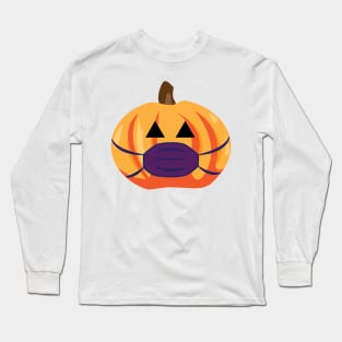 Jack o'lantern wearing a face mask Halloween Cute Long Sleeve T-Shirt